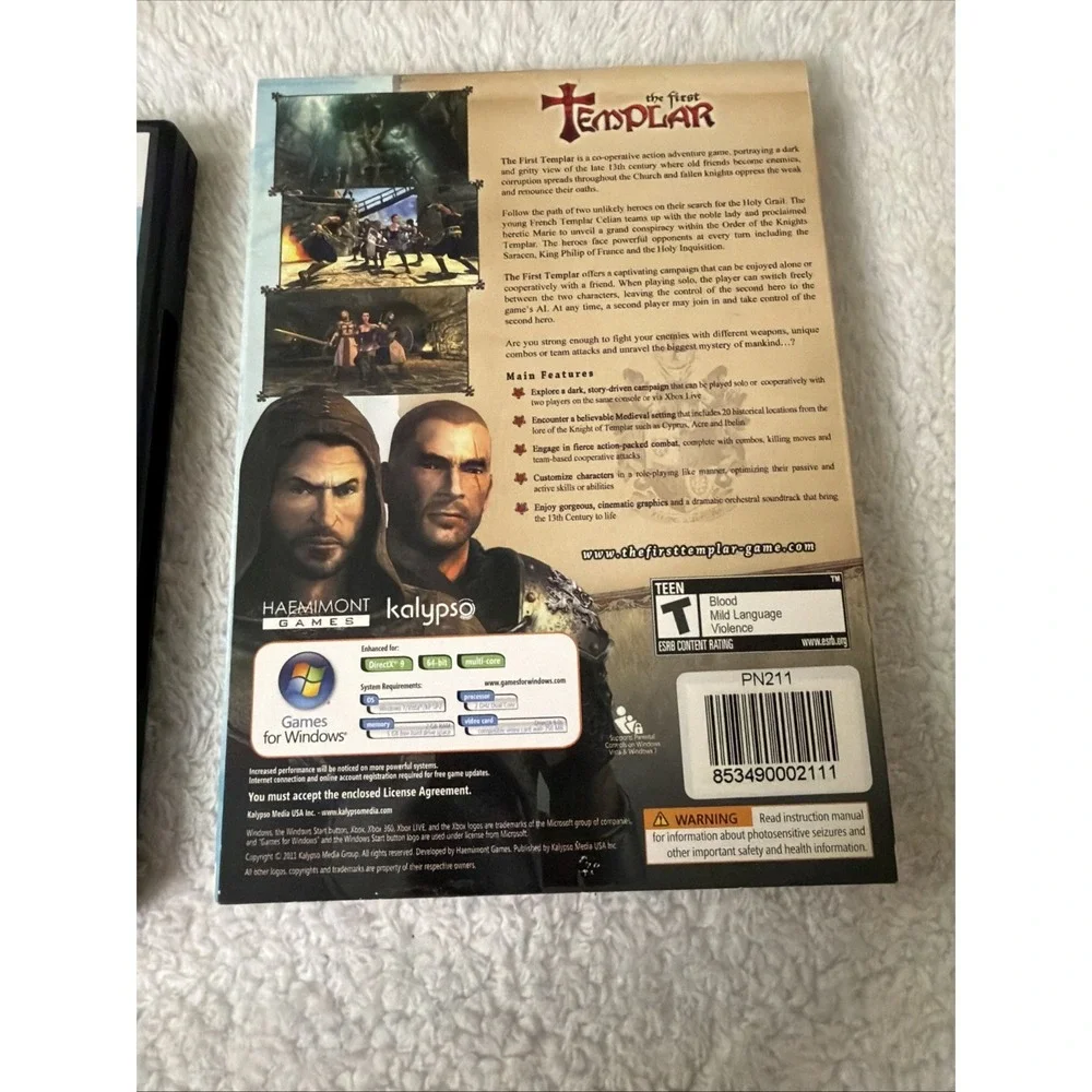 The First Templar PC DVD ROM Video Game VTG CIB. Complete Sleeve Kalypso WIN